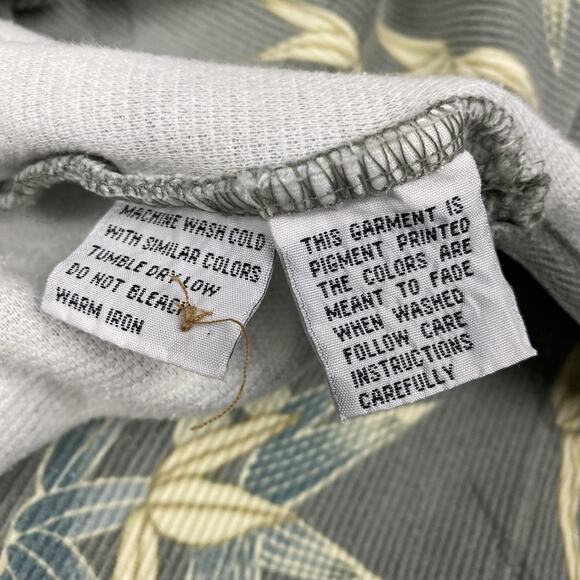 Tommy Bahama Polo Shirt Mens Large Gray Bamboo Leaf Hawaiian Tropical Cotton - Picture 12 of 15